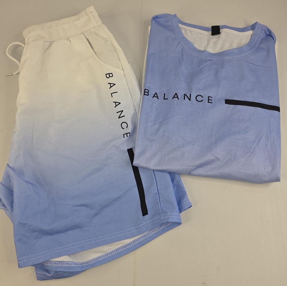 SHEIN Blue and White Two Tone T-Shirt and Shorts Set Size XL CH-1557